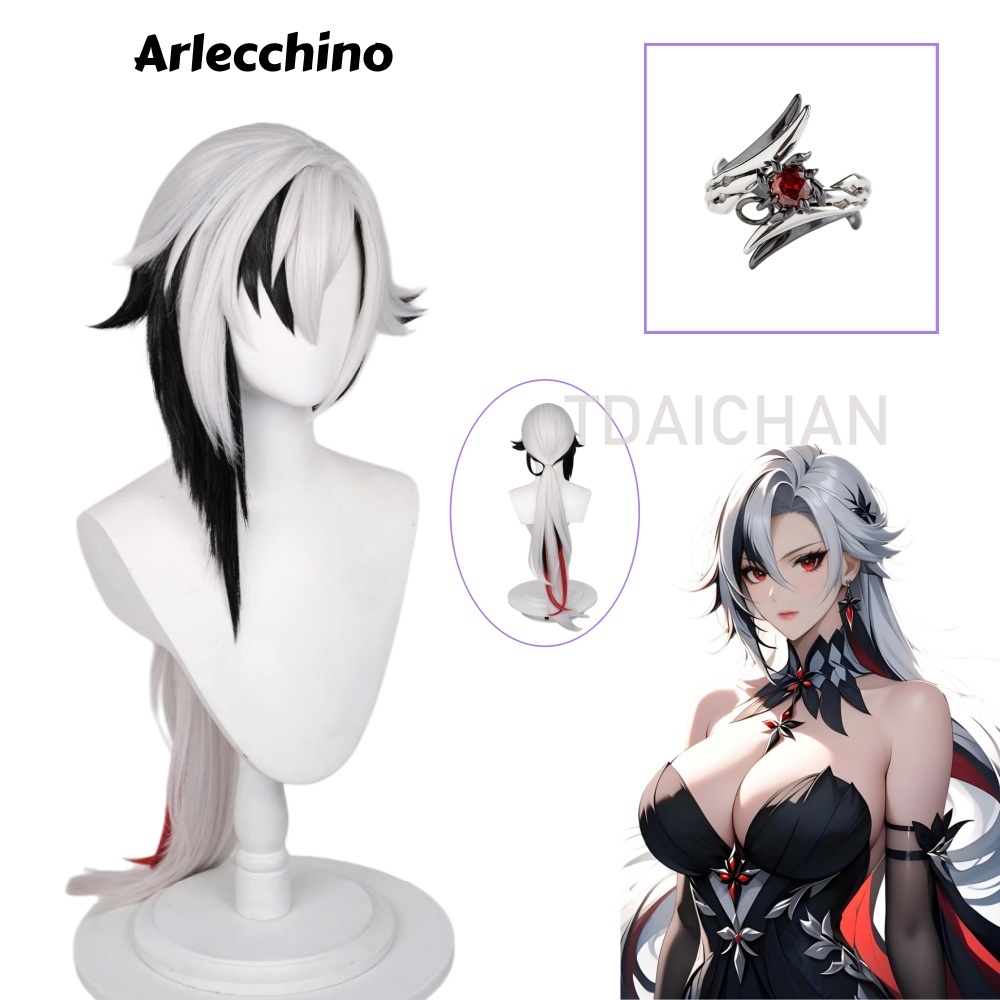Synthetic Wigs - Parrucca Cosplay Arlecchino di Genshin Impact,
