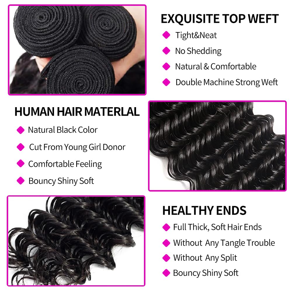 Fasci di capelli umani con chi - Deep Wave 3 Bundles With Closure recensione e prezzo